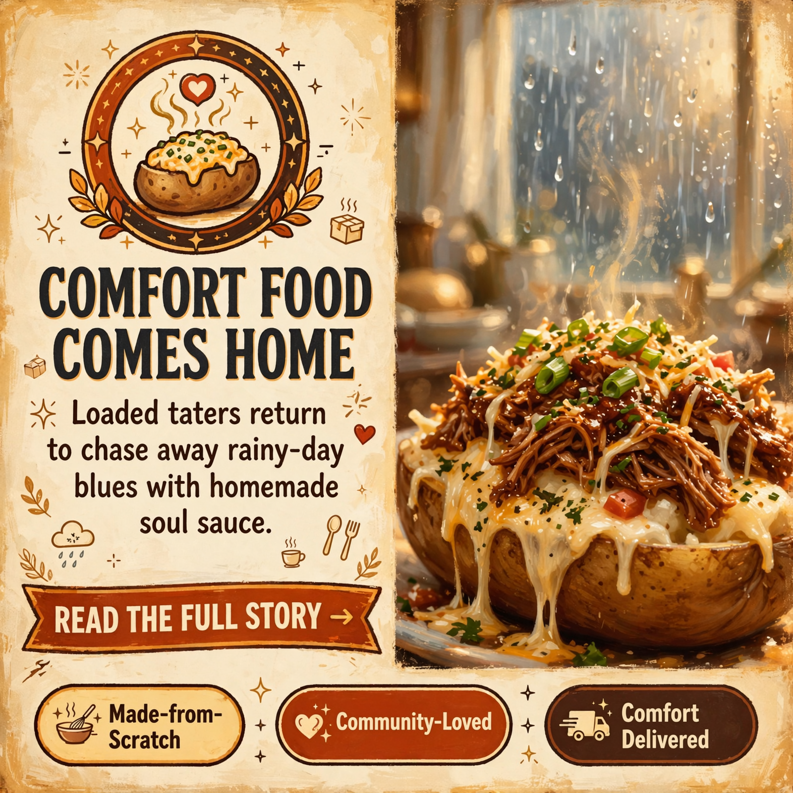 🥔 Fix’nz 4 The Soul Brings Back Loaded Taters – A Rainy-Day Comfort Food Favorite — Featured Image Featured image for "🥔 Fix'nz 4 The Soul Brings Back Loaded Taters - A Rainy-Day Comfort Food Favorite"