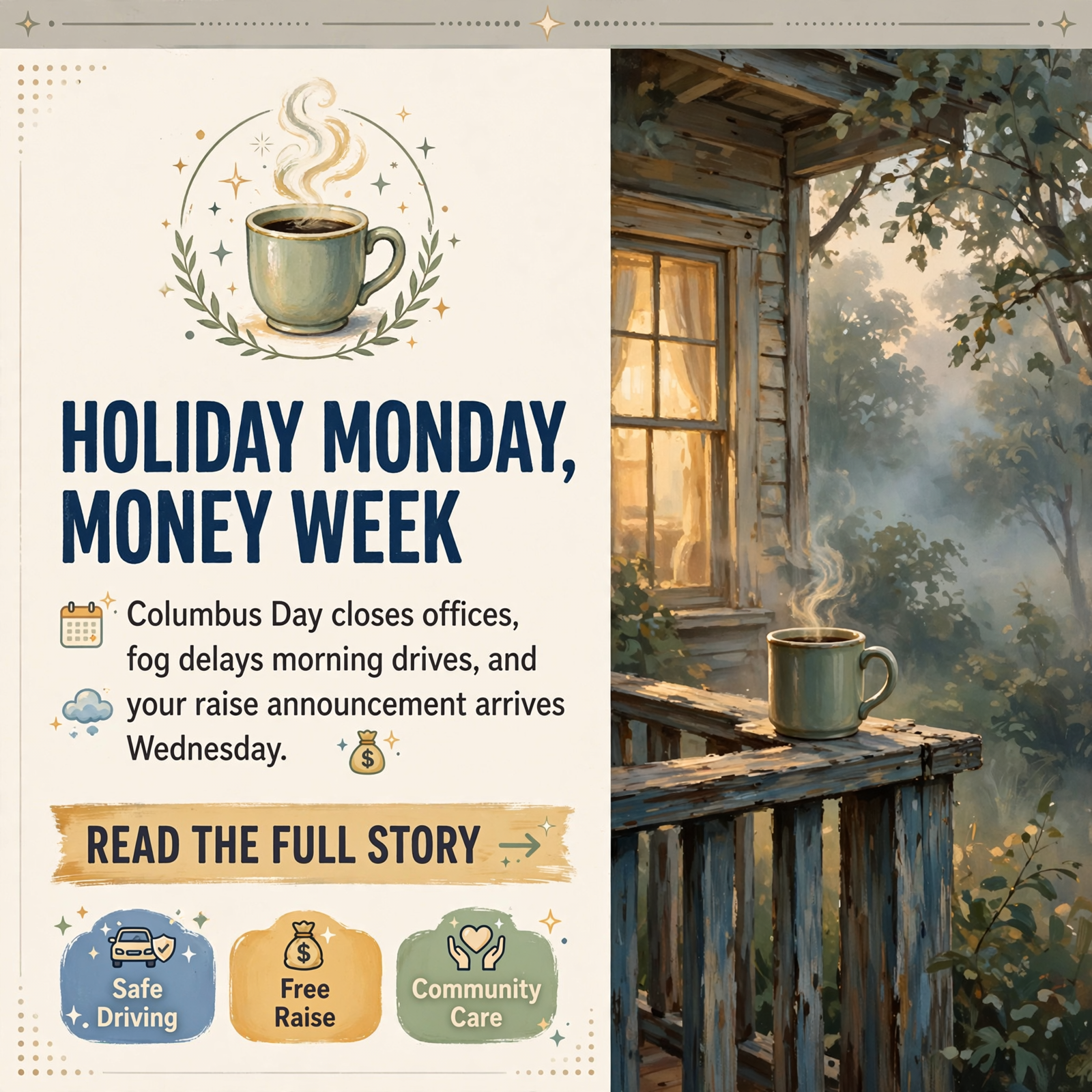 Featured image for "☕ Front Porch Morning: Foggy Start, No Mail Today, and a Big Social Security Week Ahead"