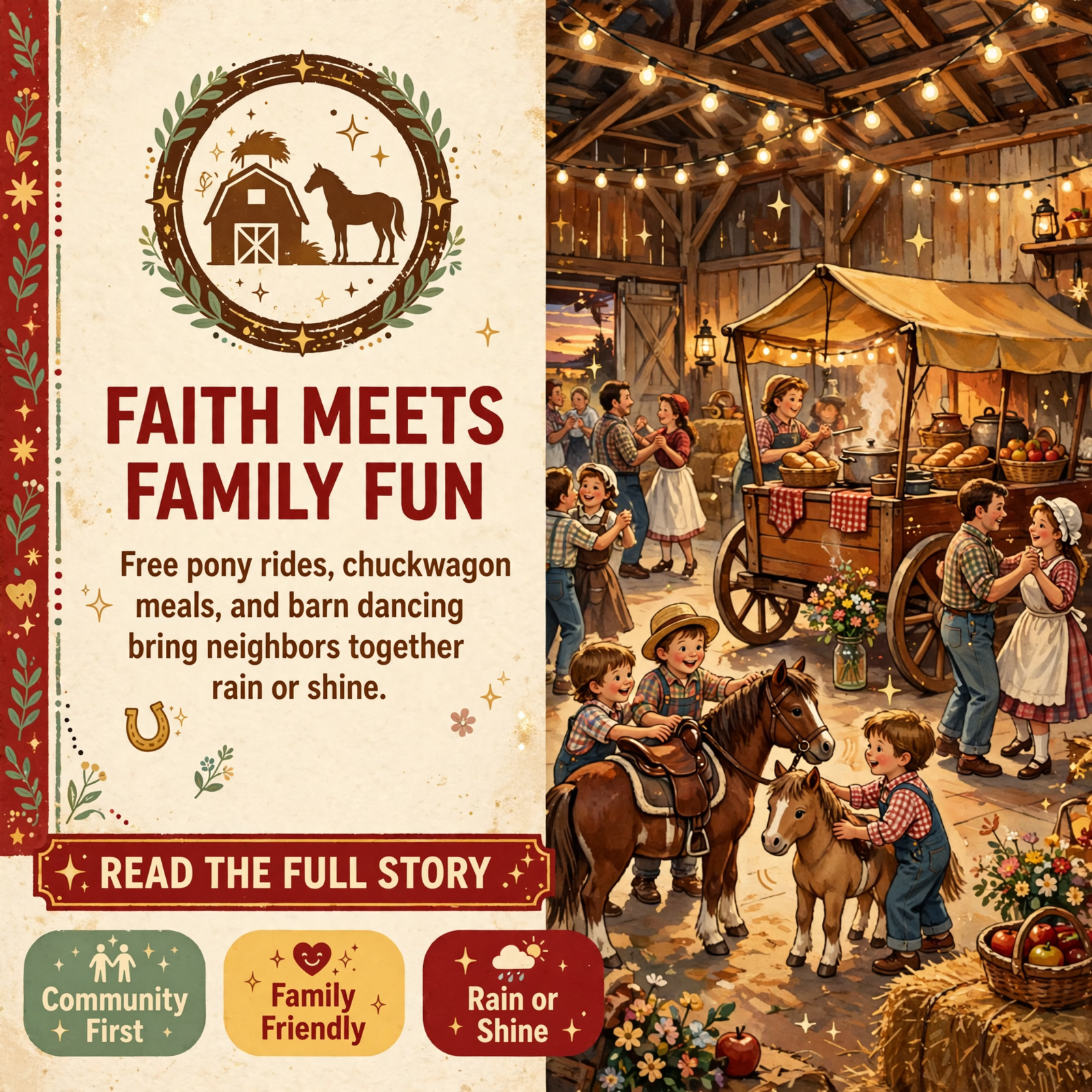 Featured image for "🤠 Cowboy Church on Ray Hixson Rd Hosts Rain-or-Shine Family Event with Free Pony Rides and Barn Dance"