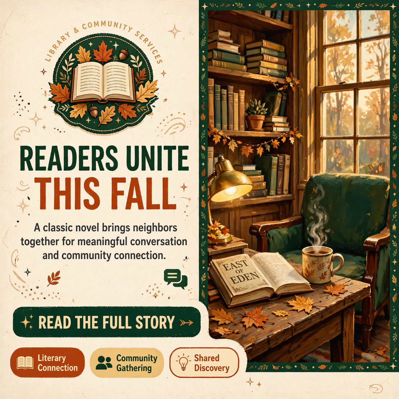 Featured image for "📚 Booked at Burritt Invites Readers to Explore 'East of Eden' This October"