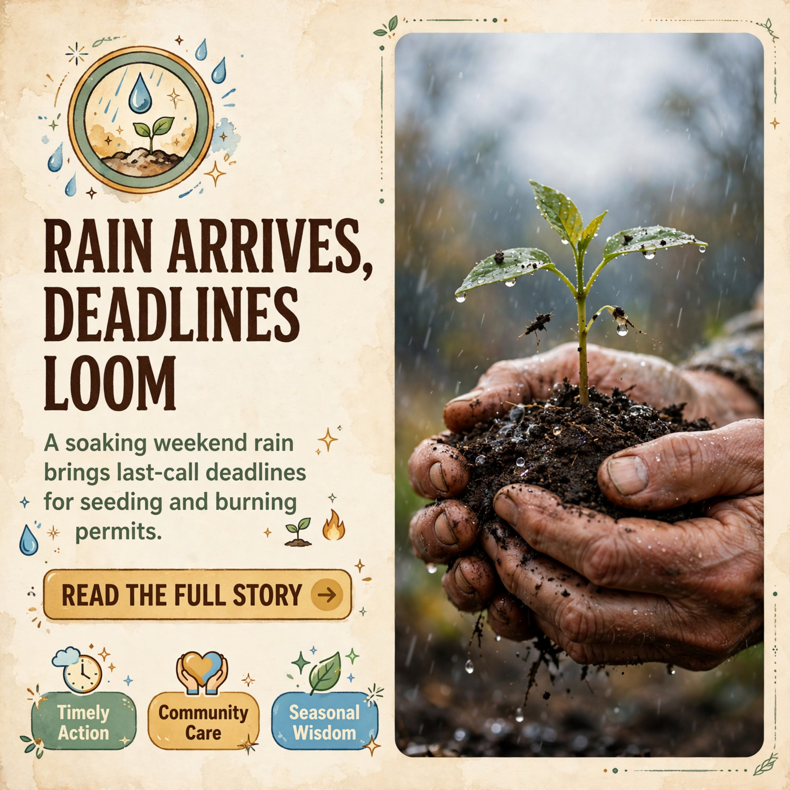 Featured image for "🌾 A Weekend Soaking, Last Call for Grass Seed and Burn Season Around the Corner: Your Farm & Garden Report"