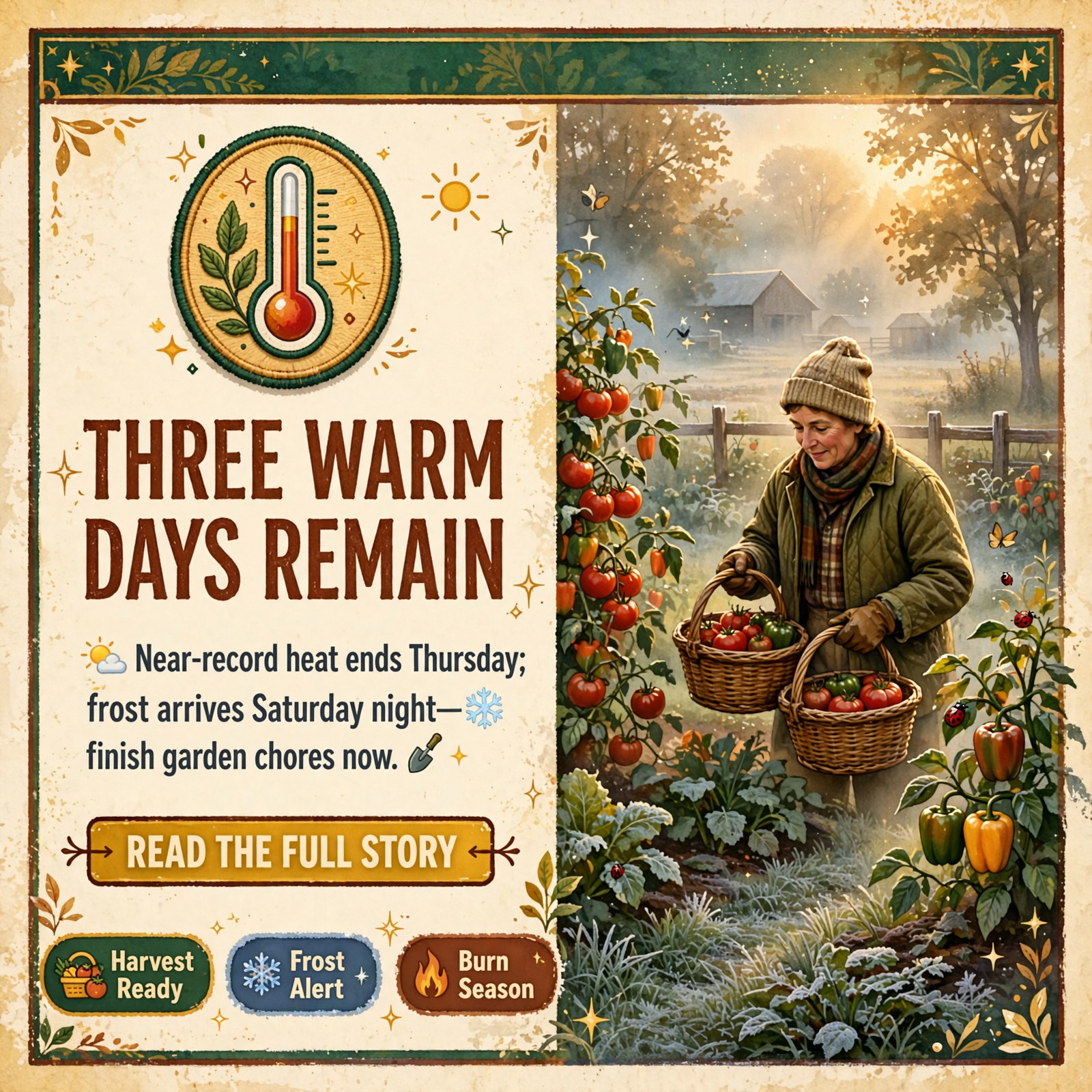 Featured image for "🌡️ Near-Record Warmth Through Thursday, Then a Frosty Weekend Turn — Your Valley Weather, Garden & Farm Tuesday"