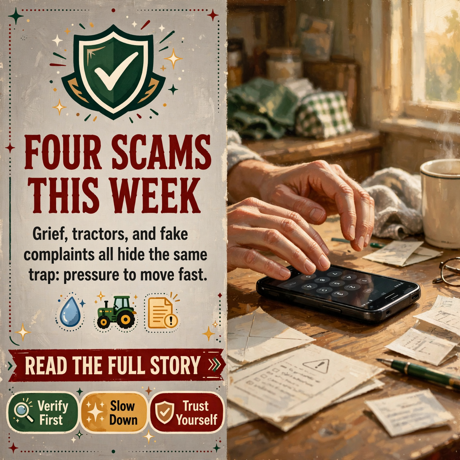 Featured image for "🚨 Funeral Home Calls, Fake Tractor Ads and BBB Impostors: Your Scam Watch for This Week"